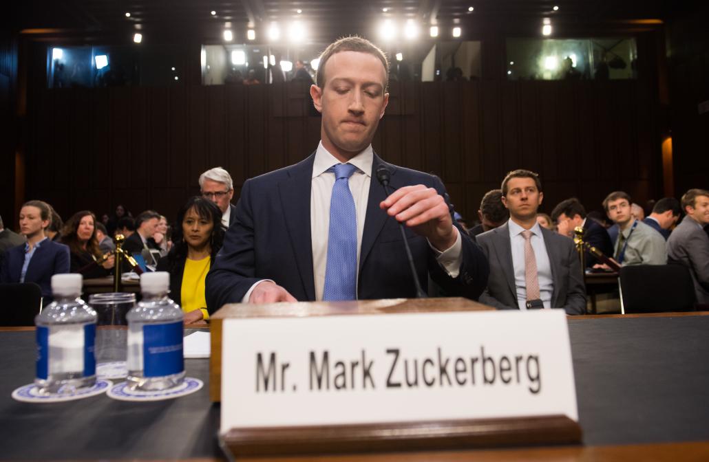 Facebook founder and CEO Mark Zuckerberg prepares to testify to a Senate committee joint hearing about Facebook on Capitol Hill in Washington on April 10, 2018. (AFP)