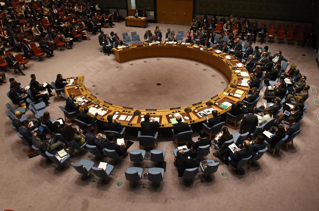 The United Nations Security Council holds a meeting on violence in Rakhine State on September 28, 2017. (AFP)