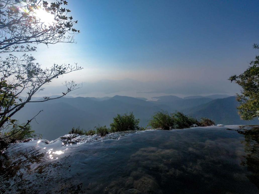 View from the infinity pool at Bant Bwe Gyin. (Dominic Horner | Frontier)