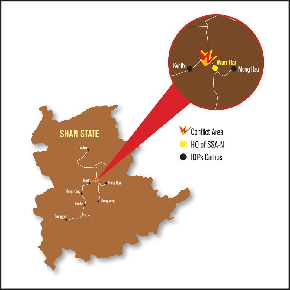 A map of the SSA-N/Tatmadaw conflict that began in October 2015. Frontier