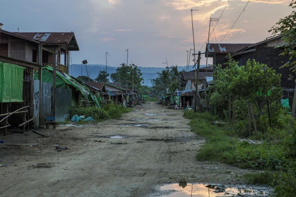 The deserted streets of Nambyu village, which is located close to Tanai Township's gold and amber mines. (Hkun Lat | Frontier)