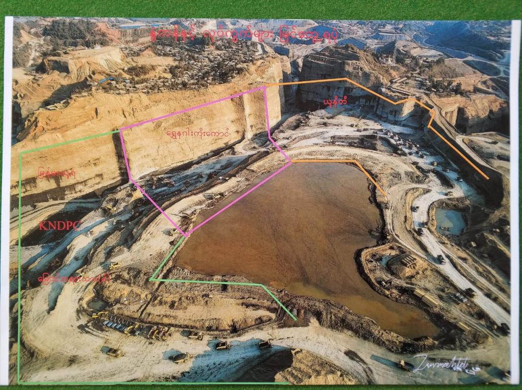 These undated photographs appear to show where companies were mining without permits in the area of Maw Wan Lay before the April 22 landslide. (Zaw Moe Htet | Frontier)