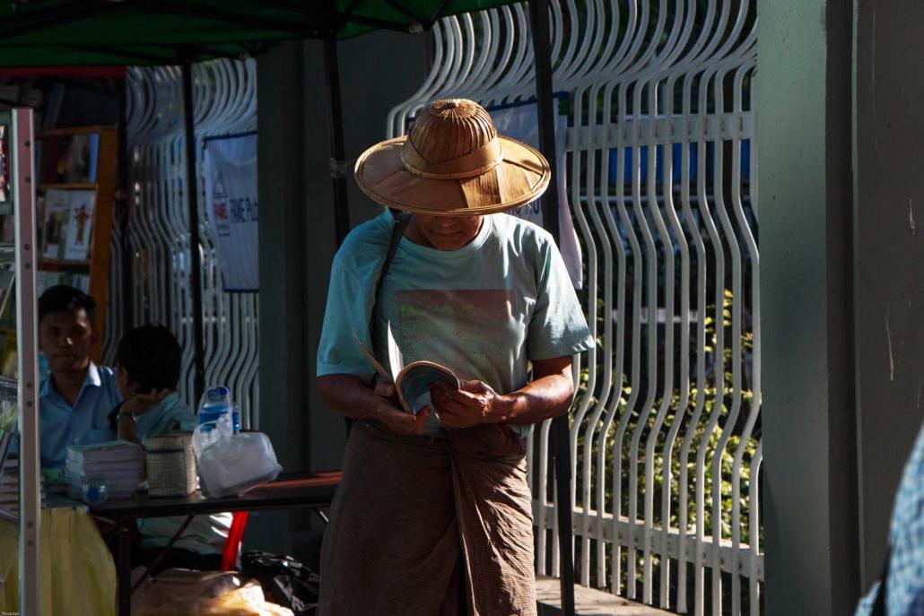 Yangon Book Street opened as a weekend book market abutting the Secretariat complex in January 2017. (Thuya Zaw | Frontier)