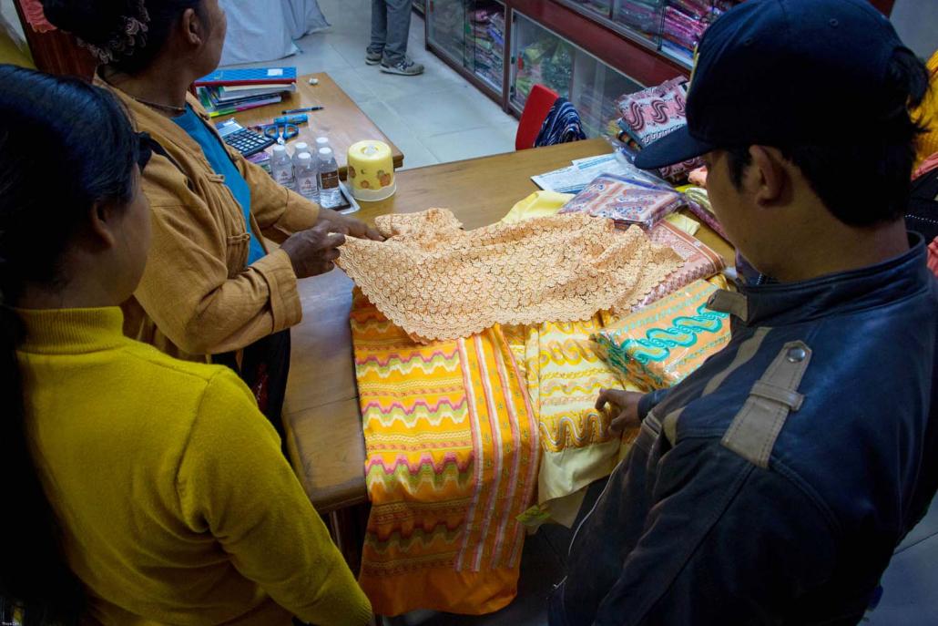 The best garments produced at Amarapura are made using imported silk and cotton, as Myanmar's raw materials are not of a high enough quality. (Thuya Zaw | Frontier)