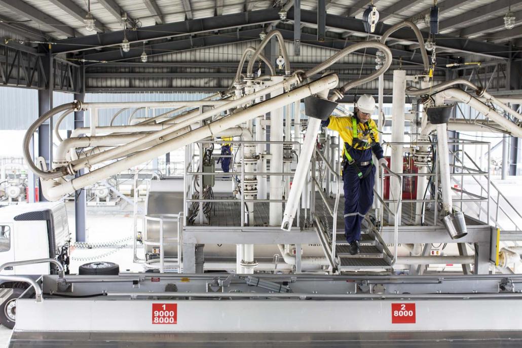 National Energy Puma Aviation Services has a state-backed monopoly on aviation fuel. Facilities pictured at Thilawa in Yangon. (Nyein Su Wai Kyaw Soe | Frontier)