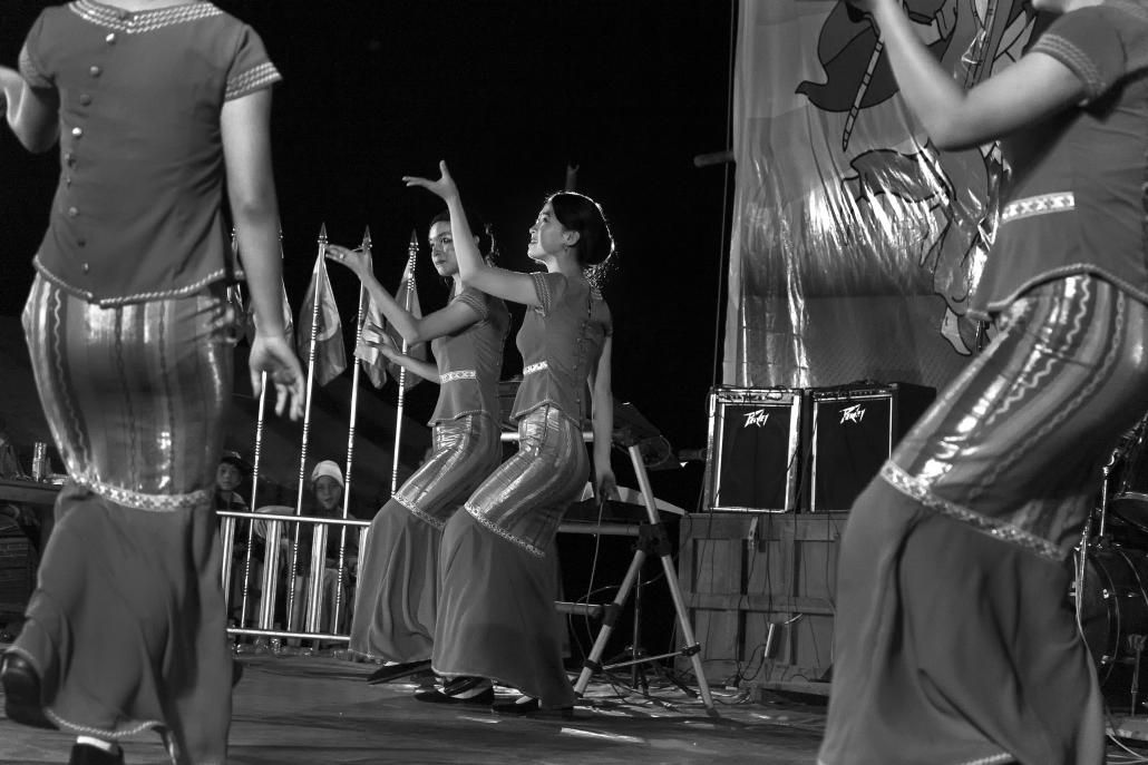 Dancers perform at a Shan National Day event in Hsipaw. (Brennan O'Connor / Frontier)