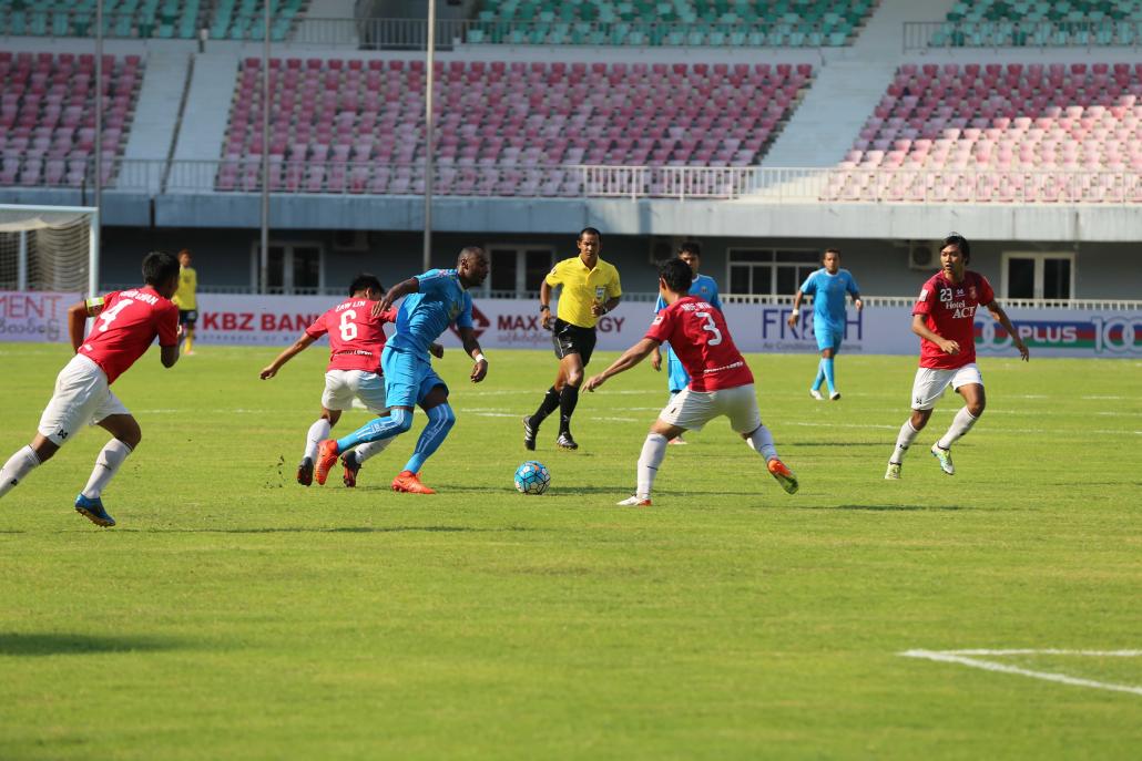Nay Pyi Taw FC players on the field. (Myanmar National League | Supplied)