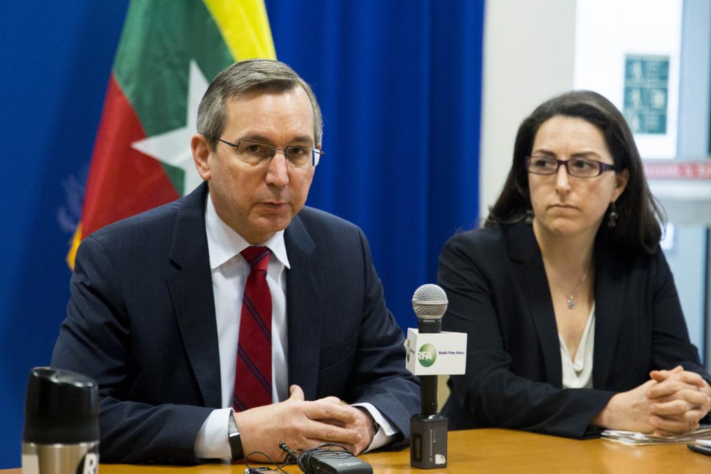 US Ambassador Scot Marciel speaks to reporters during a briefing at the US Embassy on May 19. (Ann Wang / Frontier)