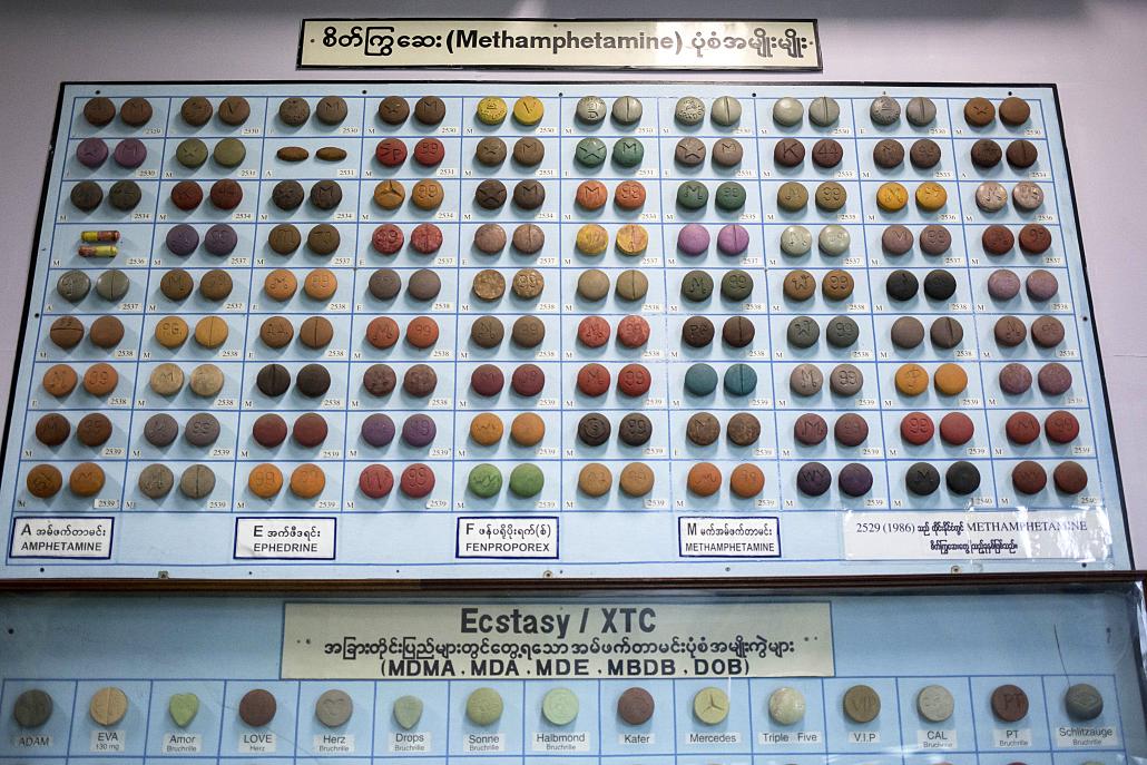 A display at the Drug Elimination Museum in Yangon. (Ann Wang / Frontier)