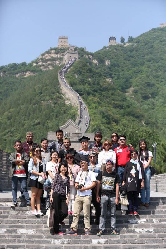 The author with his travelling companions at the Great Wall of China. (Supplied)