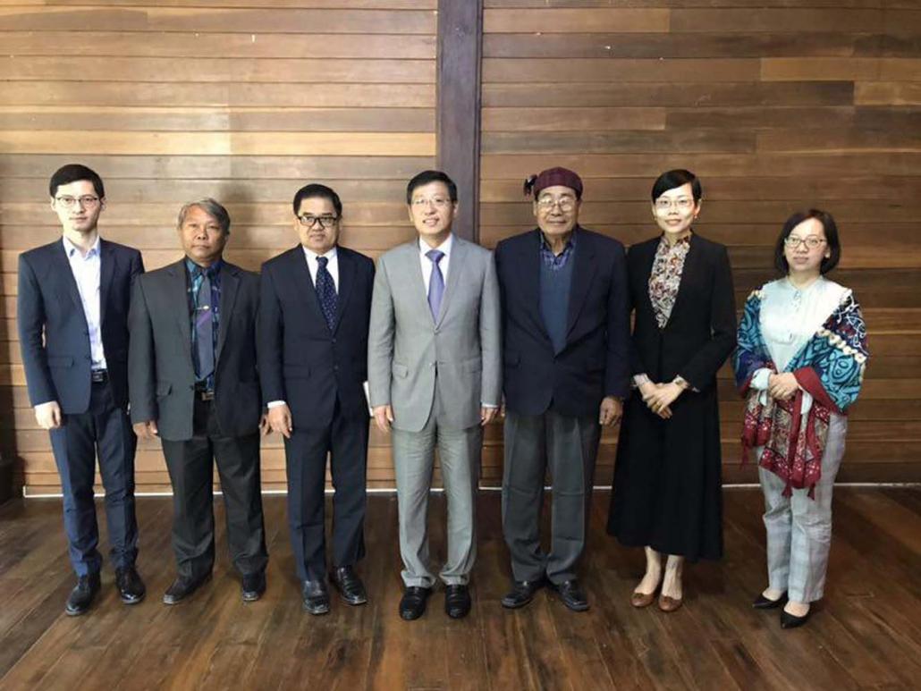 Chinese ambassador to Myanmar Mr Hong Liang (centre) with Kachin political leaders in December 2018. (Chinese Embassy Myanmar)