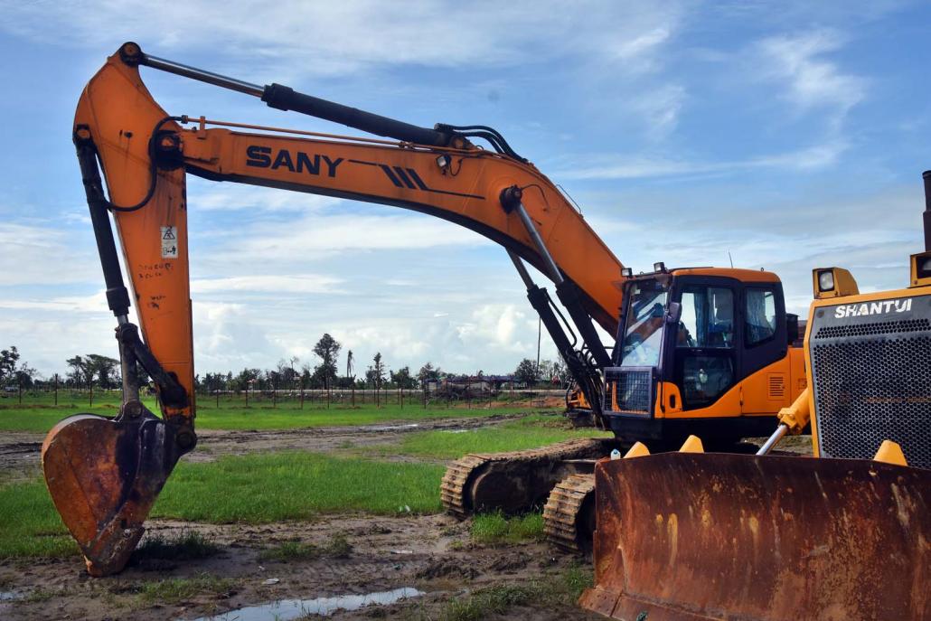 Construction work takes place in the southern part of Inn Din village, where Muslim residents once lived. (Oliver Slow | Frontier)