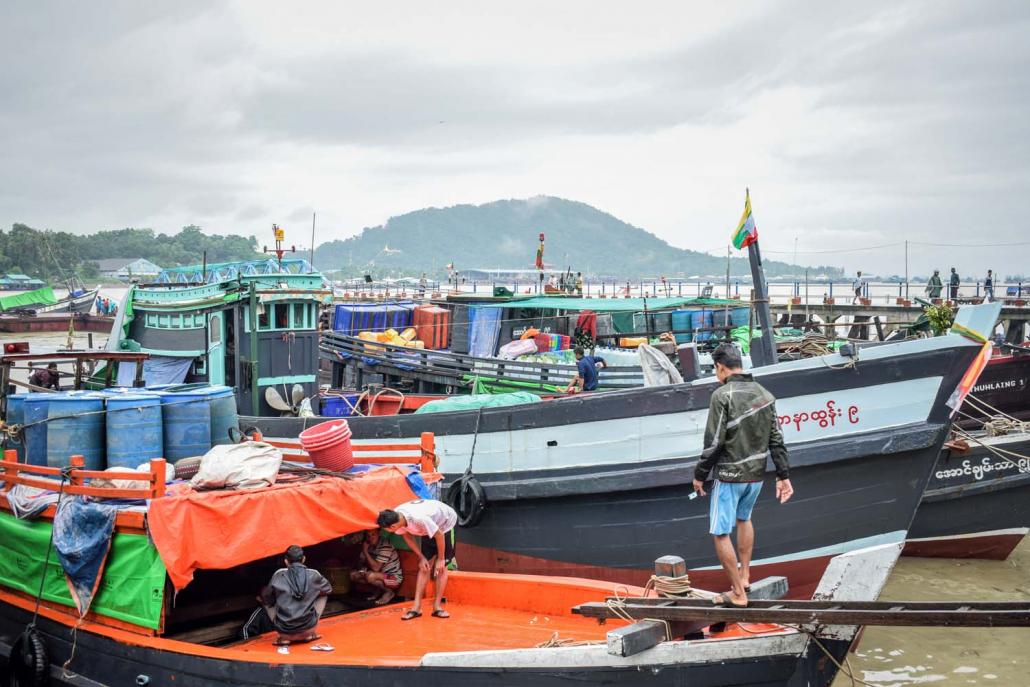 Boats docked at the jetty in Myeik in Tanintharyi Region. (Kyaw Lin Htoon | Frontier)