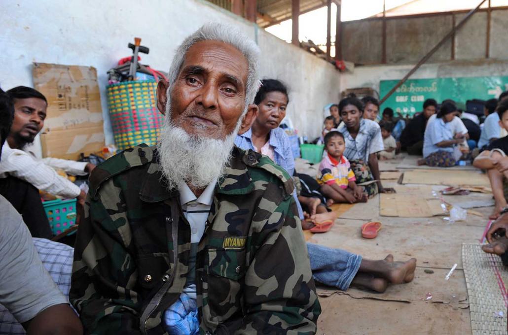 Muslims shelter in a police station near Lashio University on May 30, 2013. (Steve Tickner | Frontier)