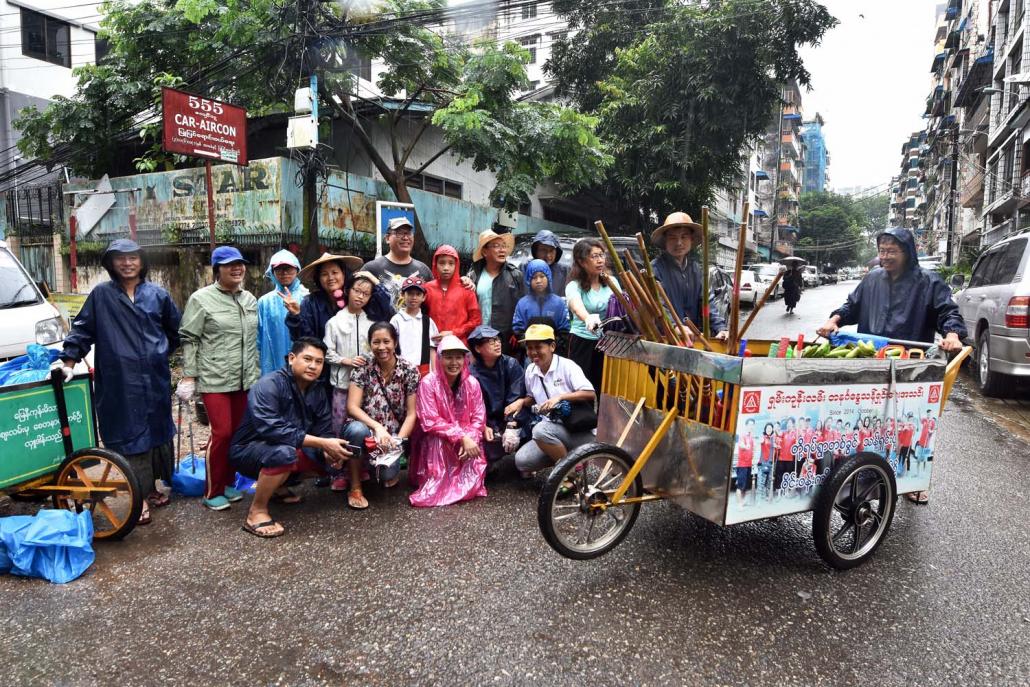 The Shan Gone Street Sunday Cleaning Group is one of many community organisations in Yangon dedicated to tackling the trash problem. (Steve Tickner | Frontier)