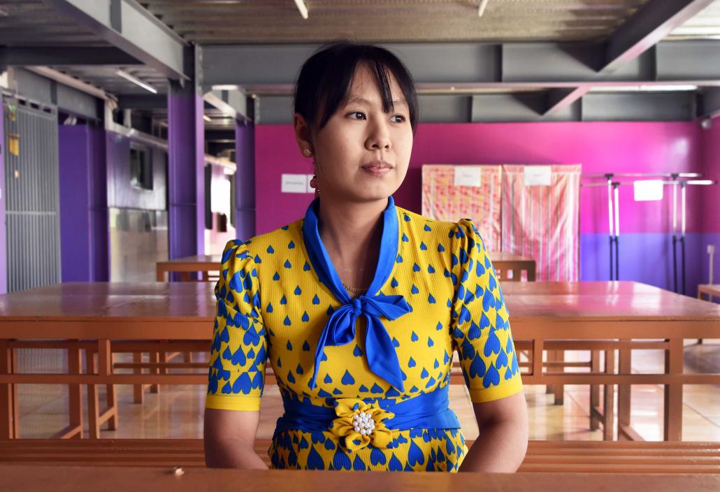 Ma Khaing Khaing Zin expects to pay off her apartment at the Taw Win Hninsi housing estate in Hlaing Tharyar next year. (Steve Tickner | Frontier)