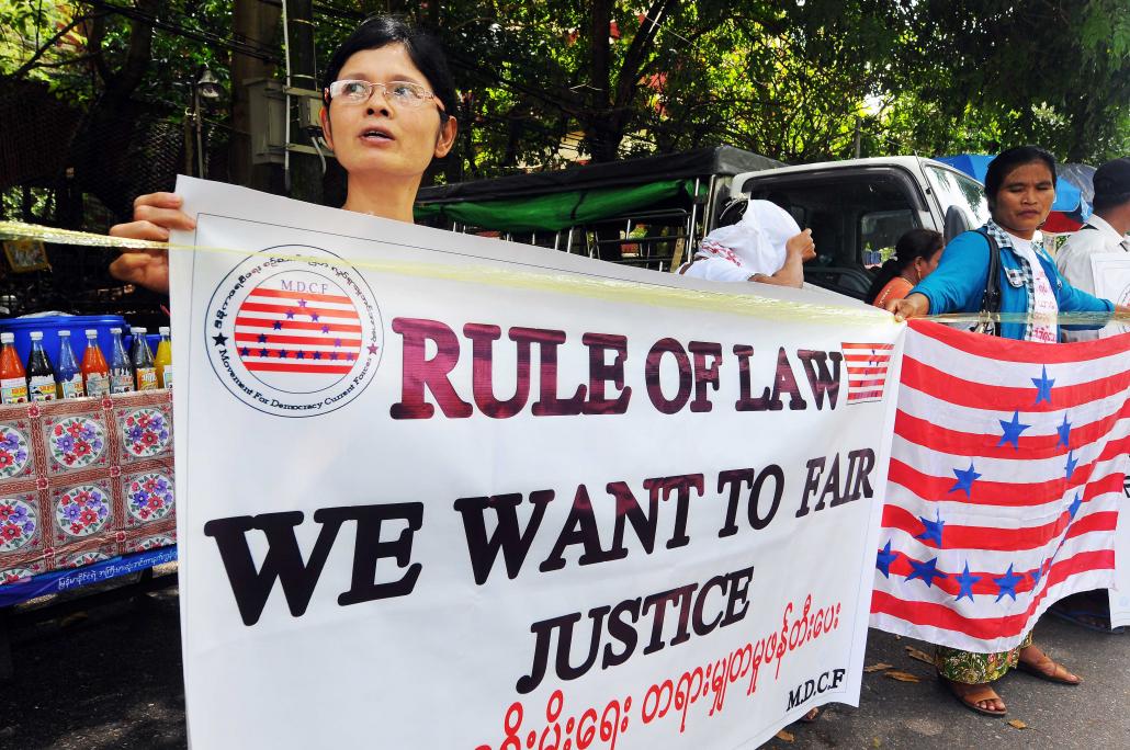 A rule of law protest in Yangon. (Steve Tickner | Frontier)