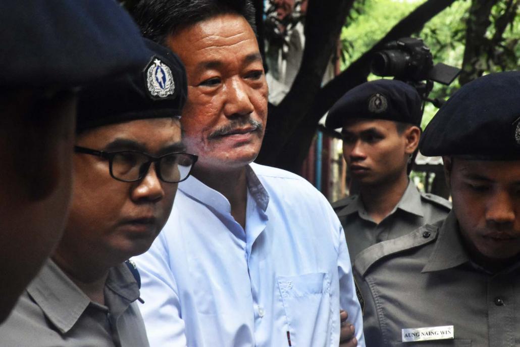 U Kyi Lin, the man accused of shooting dead U Ko Ni, appears at a hearing at Yangon Northern District Court on January 28, 2018. (Steve Tickner | Frontier)