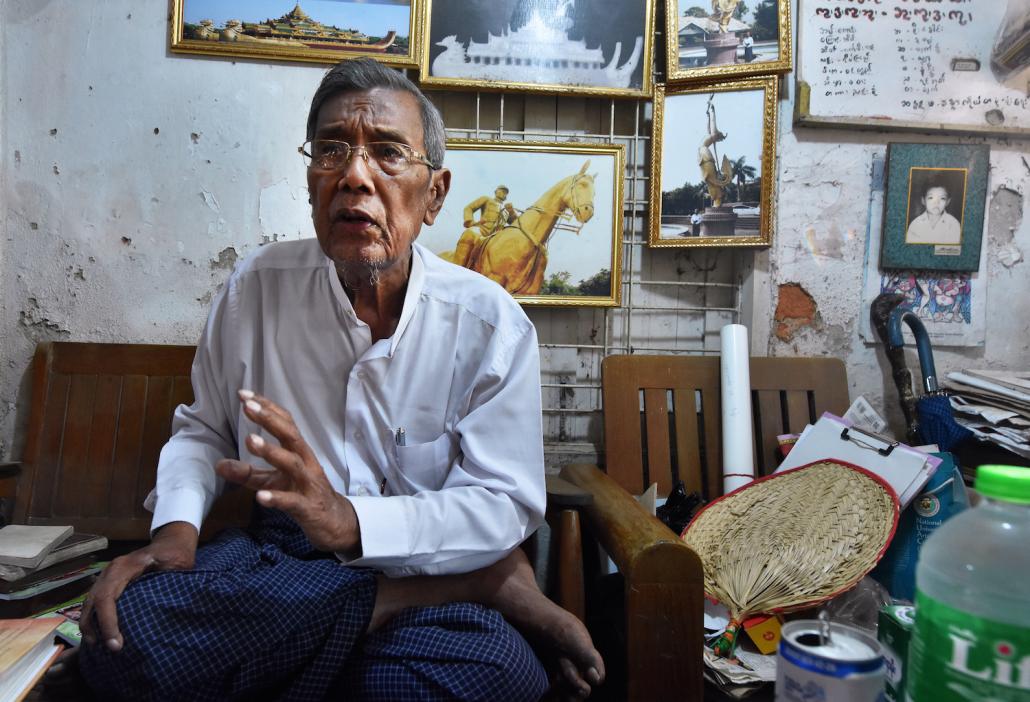 U Lwin Maung talks at his home. (Steve Tickner)