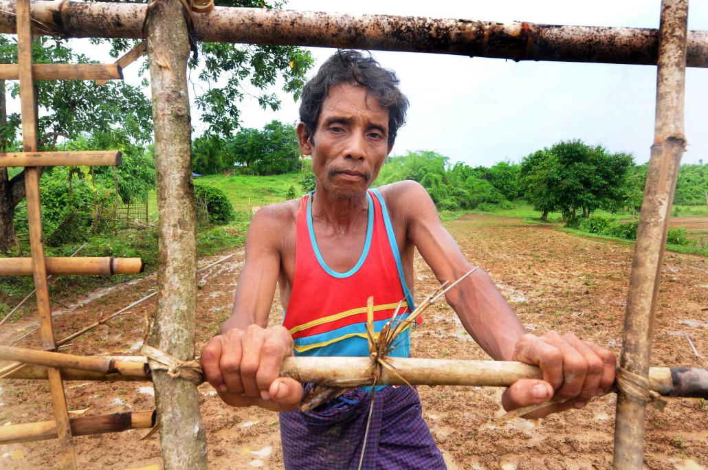 Farmer U Than Htun from Kyauk Pyin Thar village, who lost 5.5 acres to wild elephants three years ago. (Steve Tickner | Frontier)