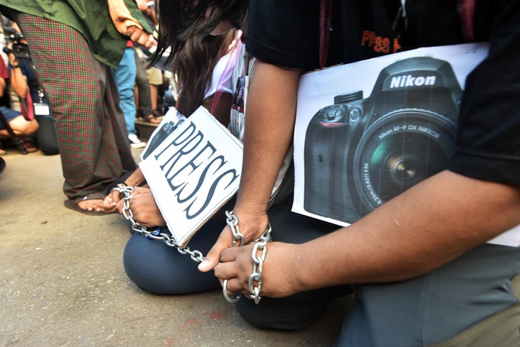 The imprisonment of Wa Lone and Kyaw Soe Oo has prompted worldwide concern about deteriorating press freedom in Myanmar. (Steve Tickner | Frontier)