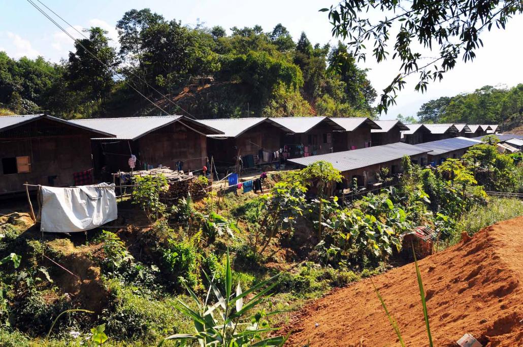 Shelters at the Mung Lai Hkyet IDP camp, which was shelled several times by the Tatmadaw on the morning of December 18. (Steve Tickner / Frontier)