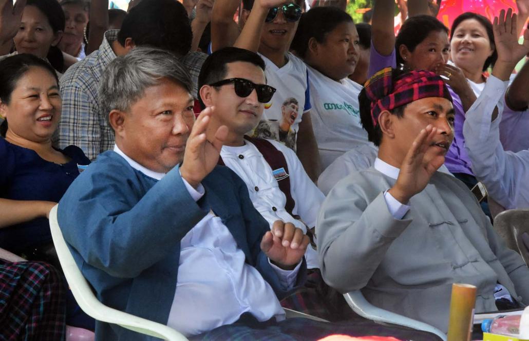 Gum Grawng Awng Hkam (left) says Myitsone is a national issue. (Hein Ko Soe | Frontier)