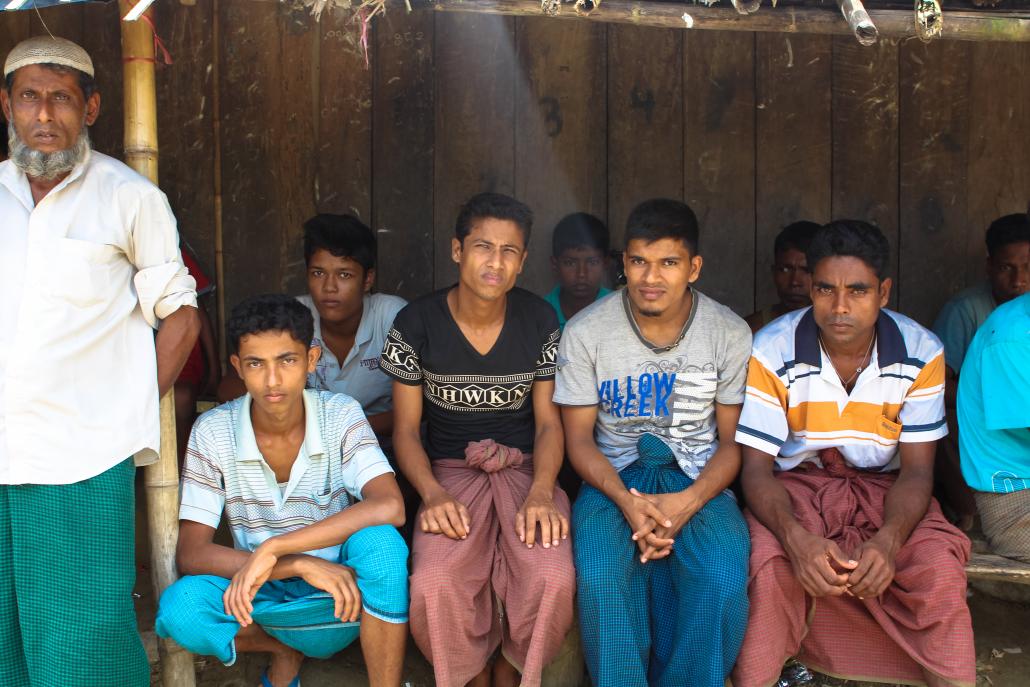 Rohingya residents inside a village in northern Rakhine State. (Oliver Slow | Frontier)