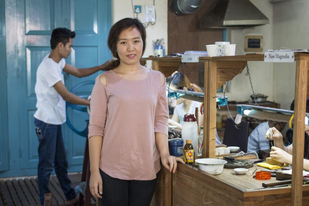 Daw Lydia is one of three women trainees taking part in a two-year goldsmithing course organised by NGO Turquoise Mountain (Nyein Su Wai Kyaw Soe | Frontier)