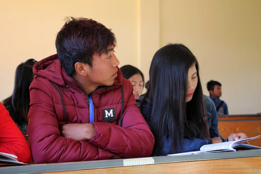 Students attend a class at Hakha College in February. (Jared Downing | Frontier)