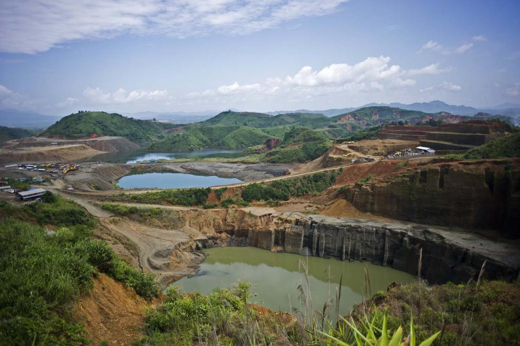 The once-beautiful hills of Hpakant, ravaged by jade mining, seen in October 2015. (AFP)