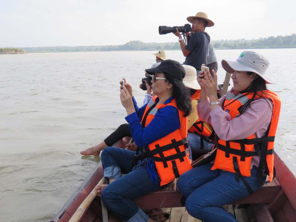 Tourists visit the Ayeyarwady Dolphin Protected Area under a Wildlife Conservation Society-backed eco-tourism project. (Supplied)
