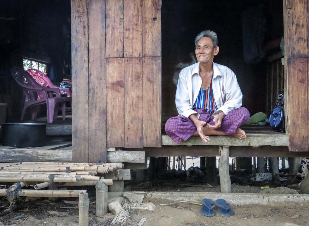 U Aung Thein, 84, is the oldest resident of Hsin Chay Yar. The village was devastated by Cyclone Nargis in 2008. Many families perished or migrated away after the disaster, and the population is half its pre-cyclone level. (Kyaw Lin Htoon | Frontier)