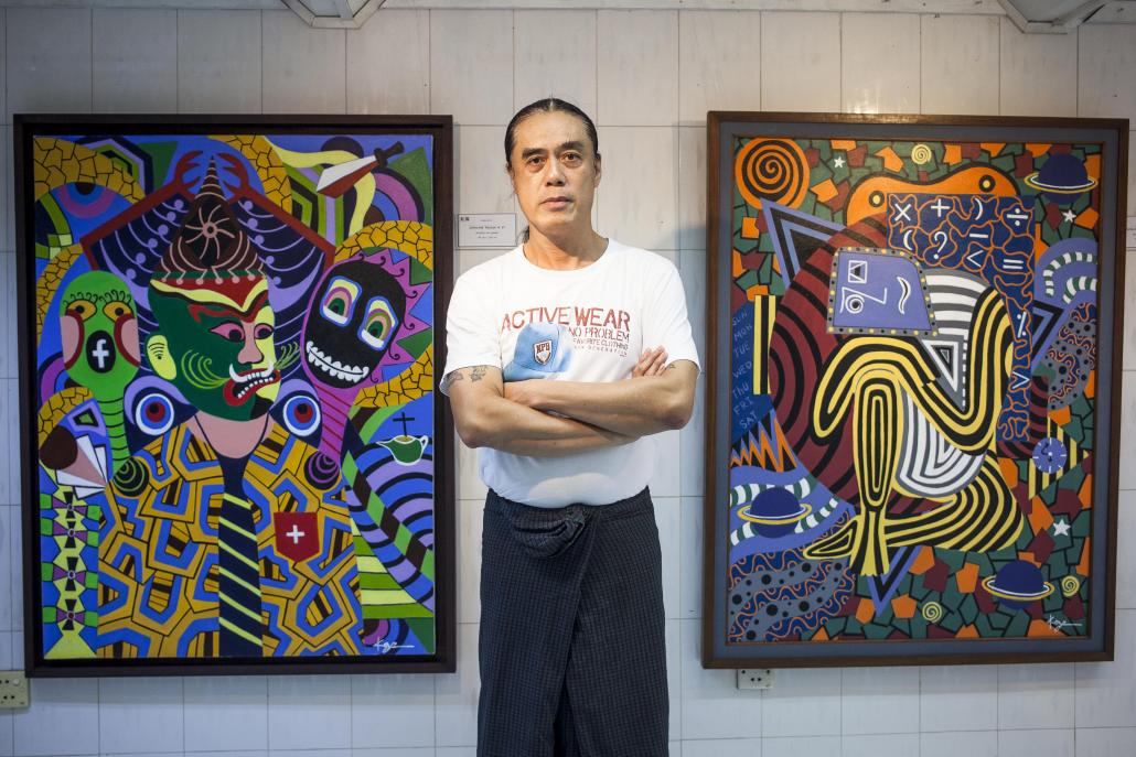 Artist Aye Ko, co-founder of the New Zero Art Space in Yangon, says he opposes the biennale because he believes it was "created for money". (Theint Mon Soe aka J | Frontier)