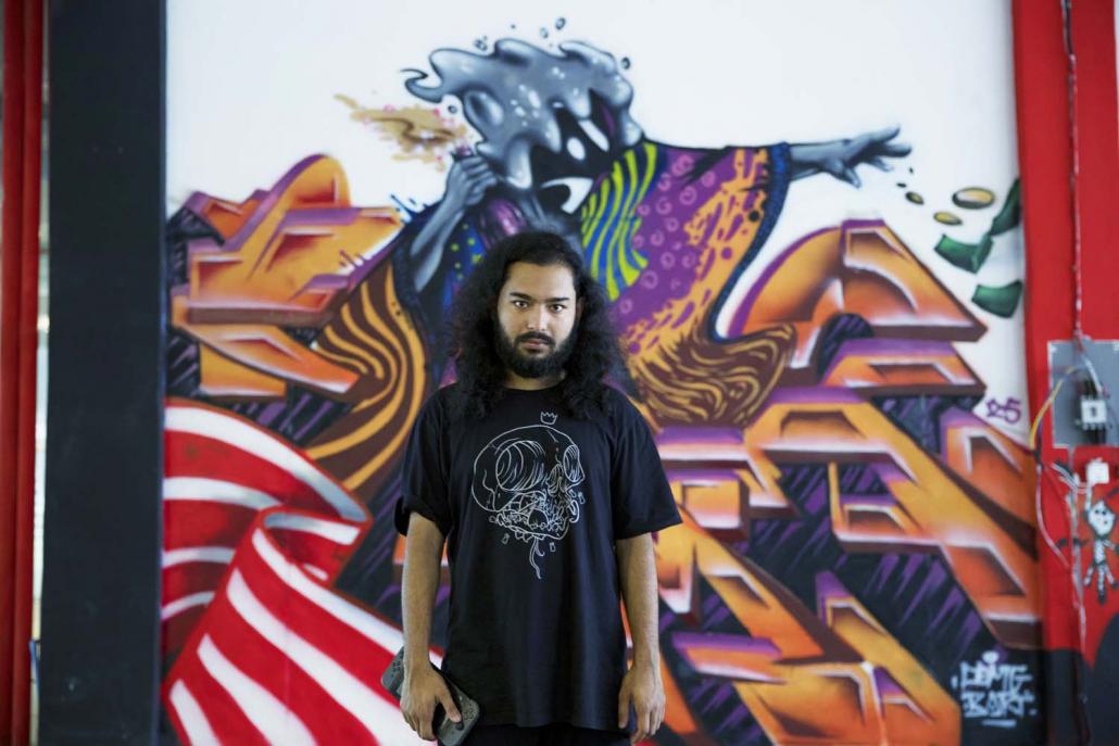 Artist Ko Kyaw Moe Khine, aka Bart Was Not Here, developed a deeper appreciation for graffiti after completing a diploma at Singapore’s Lasalle College of the Arts in 2018. (Nyein Su Wai Kyaw Soe | Frontier)