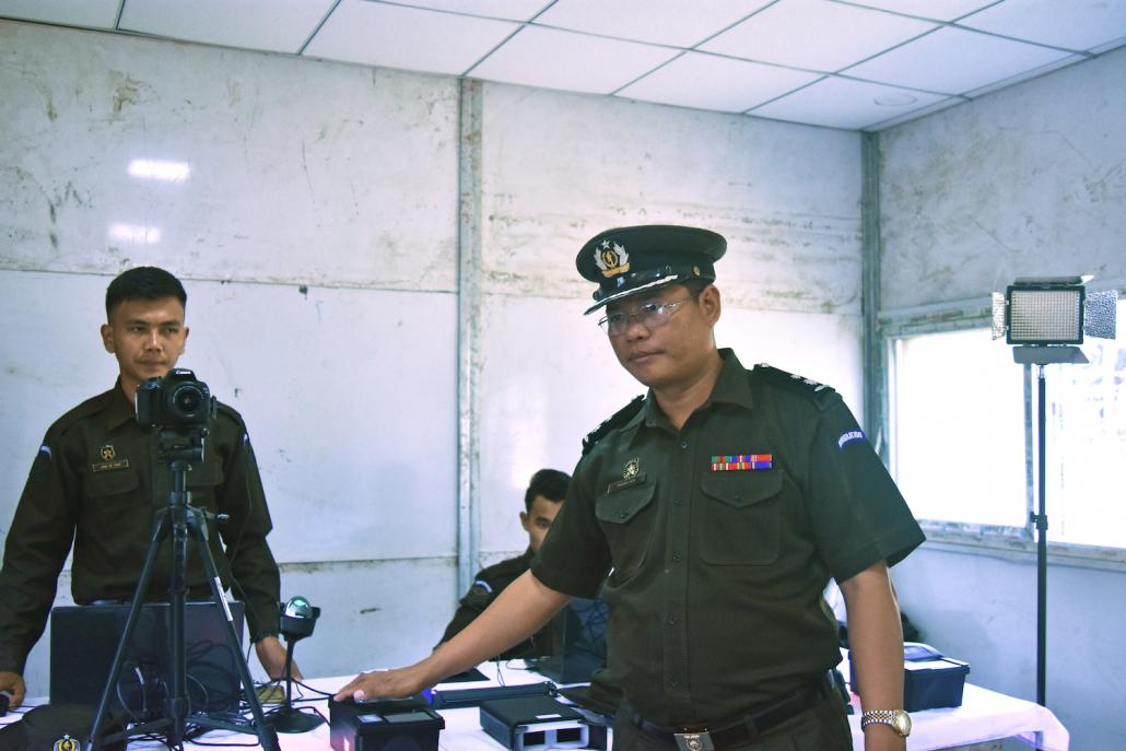 Deputy director of the Immigration Department for Maungdaw District U Thant Zin at the Taungpyo Let Wei refugee repatriation centre. (Su Myat Mon | Frontier)