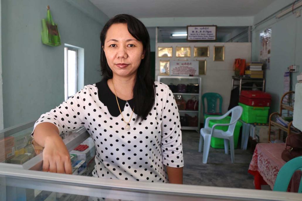 Dr Hsu Ei Htaik, the founder of Doctors on Wheels, at her clinic in South Okkalapa Township. (Victoria Milko | Frontier)