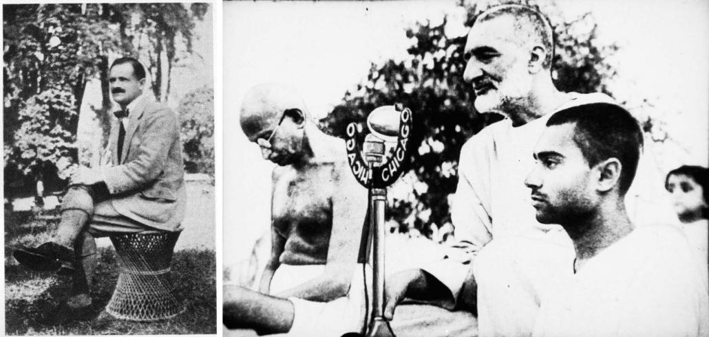 Lieutenant Colonel Henry Morshead (left) and Mahatma Gandhi with close associate Bacha Khan (centre), who was often referred to as the “Frontier Gandhi” and the "Pride of the Pashtuns". (Supplied)