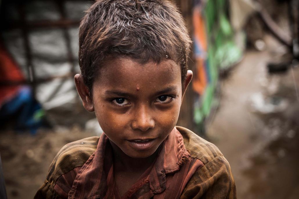 A young child at a Muslim IDP camp in Sittwe. (Maro Verli / Frontier)