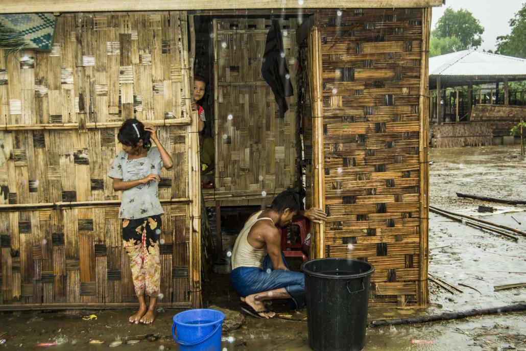 A makeshift home at a Muslim IDP camp in Sittwe. (Maro Verli / Frontier)