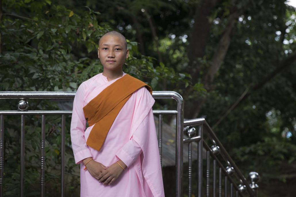 Pyinnyasari, born with the Ta'ang name Lwe Naw, moved from northern Shan State to the Kalaywa Tawya monastic school in Yangon nine years ago. (Nyein Su Wai Kyaw Soe | Frontier)