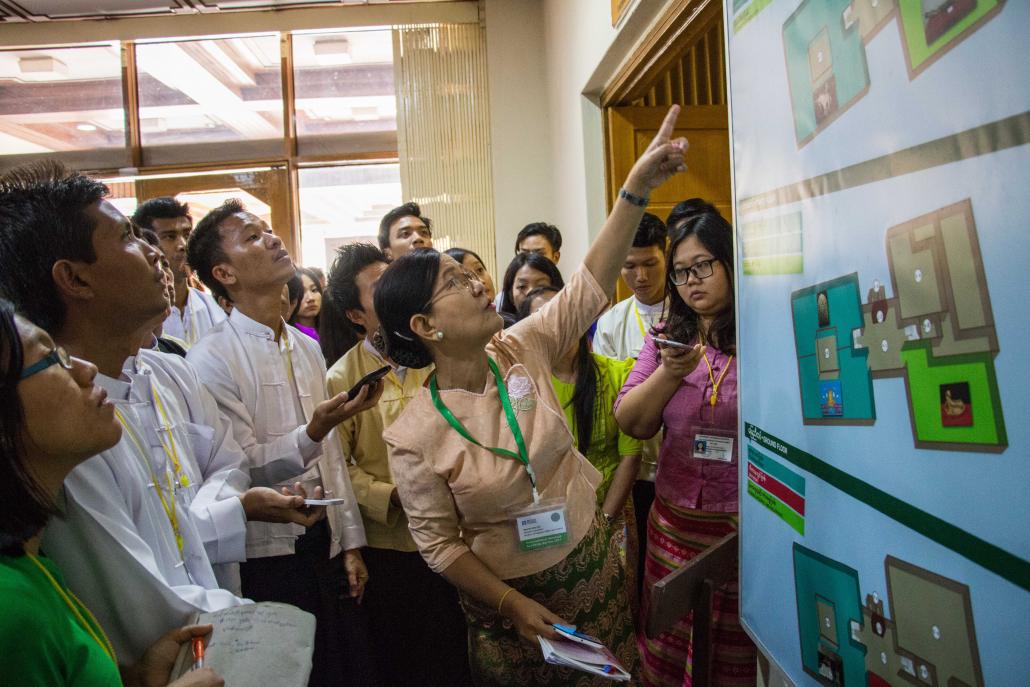 National Museum consultant Daw Nu Mra Zan leads a training session at the museum in February, conducted in partnership with the British Council and the Collections Trust, a London-based charity. (Nyein Su Wai Kyaw Soe | Frontier)