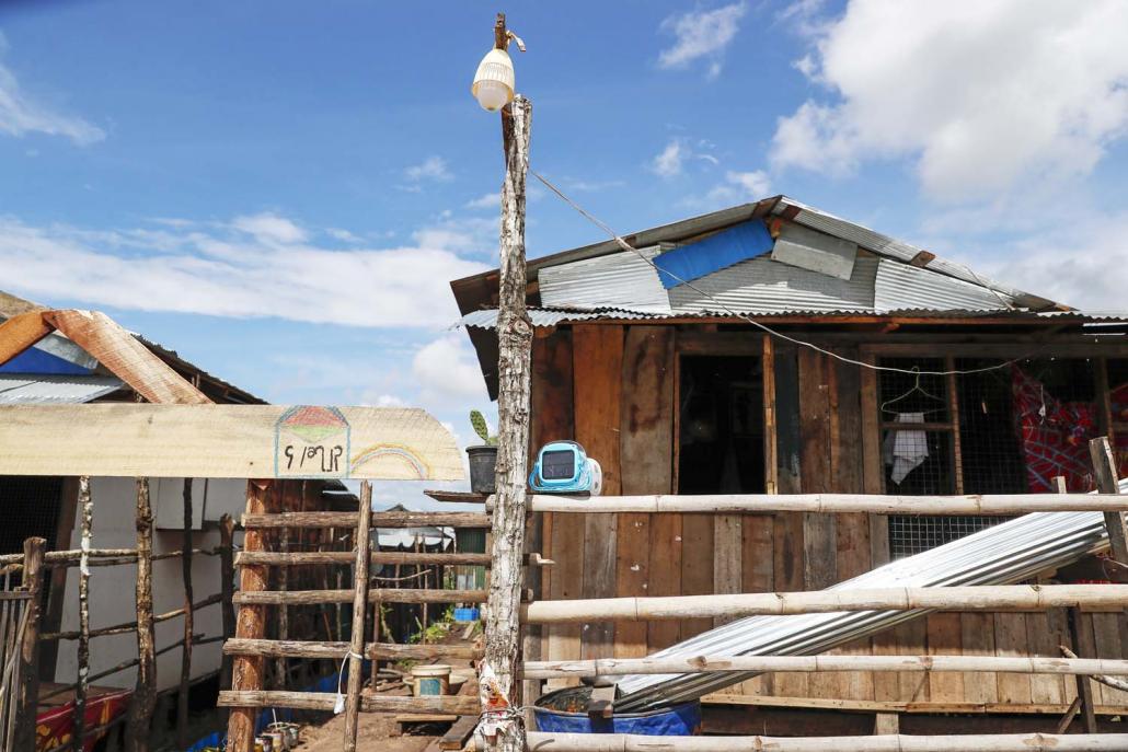 The house at Maekanae village of a resident relocated from the Shwe Mya Sandi housing project. (Nyein Su Wai Kyaw Soe | Frontier)