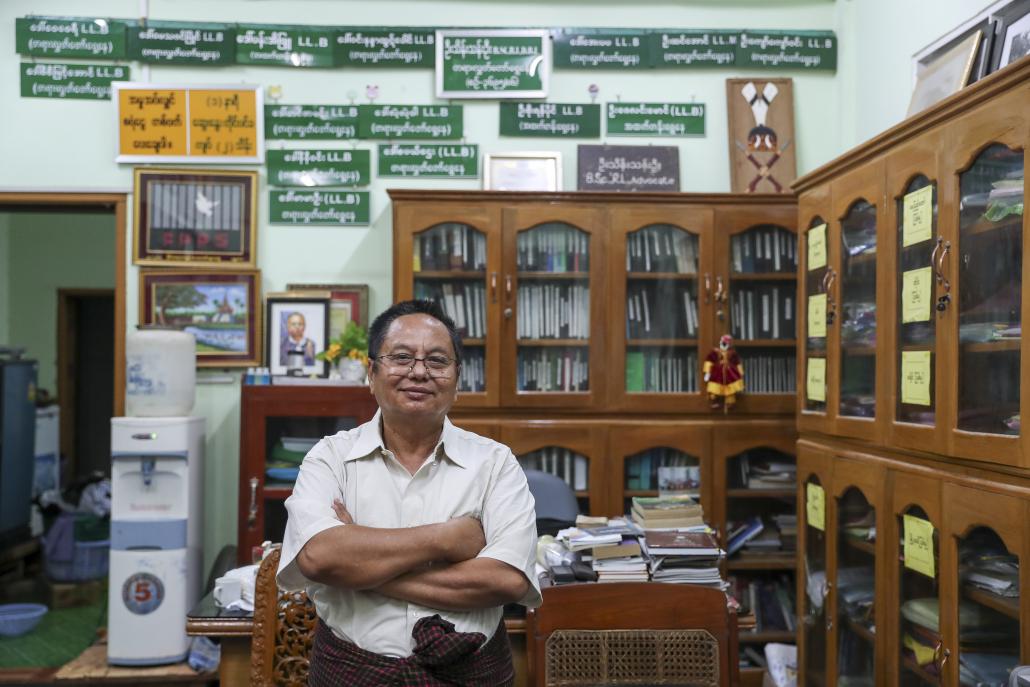 U Thein Than Oo, a Mandalay-based lawyer who is defending the trio jailed in the cannabis case. (Nyein Su Wai Kyaw Soe | Frontier)