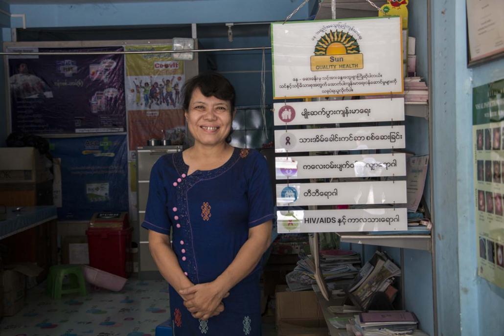 Dr Yee Zin Oo, 52, treats insurance card holders at her clinic. (Nyein Su Wai Kyaw Soe | Frontier)