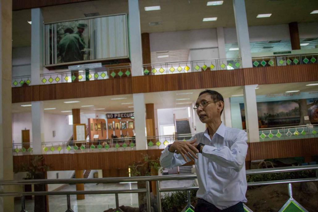 Nyi Nyi Lynn, the manager of Yangon's National Drug Elimination Museum. (Nyein Su Wai Kyaw Soe / Frontier)