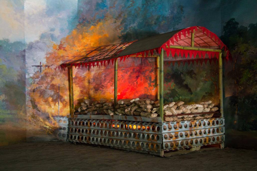 A painting displayed inside the imposing – and mostly abandoned – National Drug Elimination Museum in Yangon. (Nyein Su Wai Kyaw Soe | Frontier)