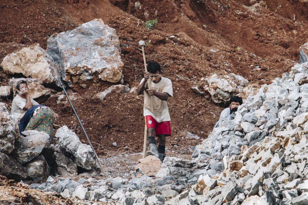 There are more than 20 quarries at the mountain, but most produce just a few tonnes of stone a day. (Nyein Su Wai Kyaw Soe | Frontier)