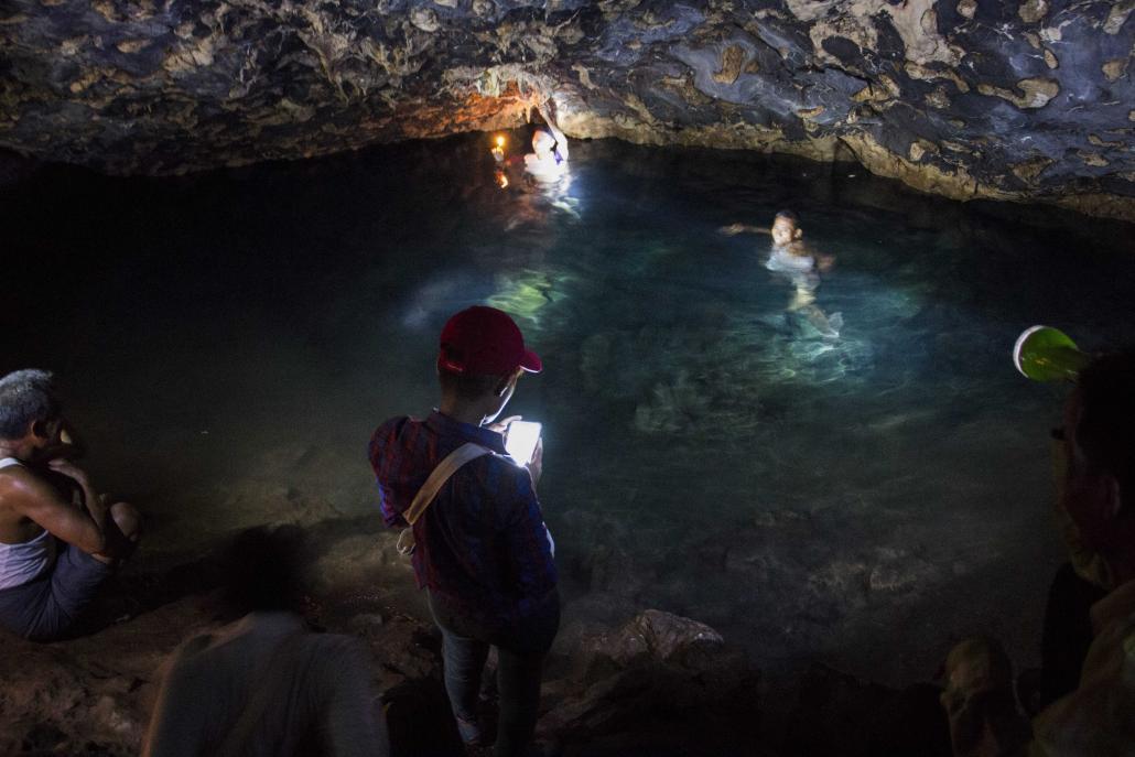 Mount Lun Nya contains a spring-fed cave. The pond's water is said to have healing powers. (Nyein Su Wai Kyaw Soe | Frontier)