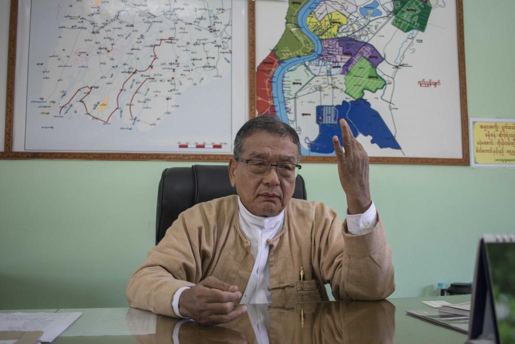 Former Ayeyarwady Region minister U Ba Hein in his office in Pathein Township on January 11, two days after he resigned. (Nyein Su Wai Kyaw Soe | Frontier)